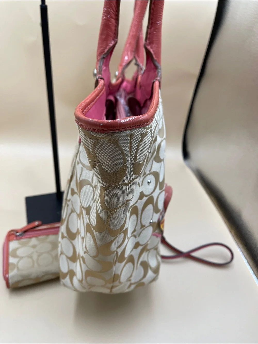 Coach Bleeker Pink Floral Tote Bag with Matching Wallet
